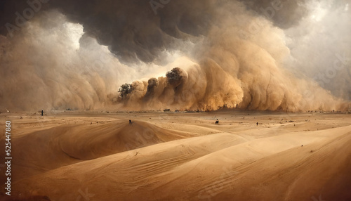 Photographie Sandstorm in desert, a sandstorm or dust storm is a meteorological phenomenon co