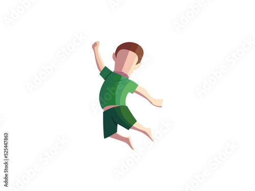 passionate jumping healthy man on green shirt