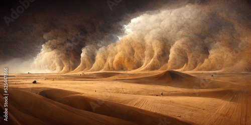 Fotobehang Sandstorm in desert, a sandstorm or dust storm is a meteorological phenomenon co