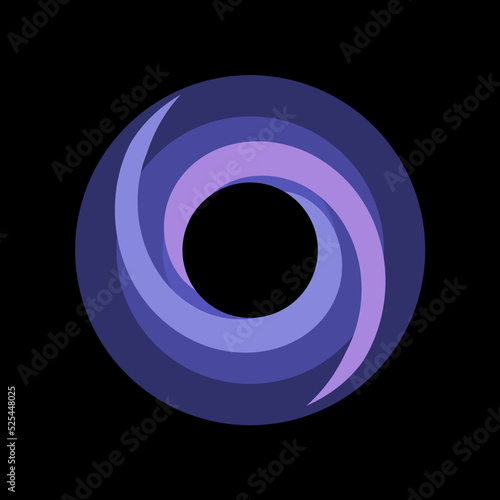 Black hole icon isolated on black background, black hole flat icon for apps and websites, vector illustration