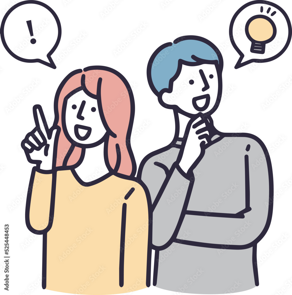 閃く男性と女性 シンプルイラスト 閃く男性と女性 シンプルイラスト