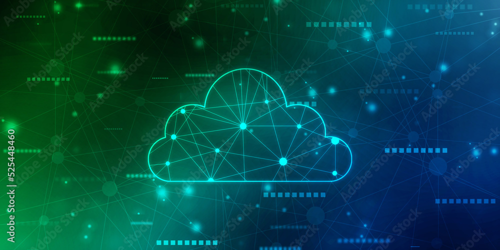 2d illustration of Cloud computing, Digital Cloud computing Concept background. Cyber technology, internet data storage, database and data server concept 2d illustration of Cloud computing, Digital Cloud computing Concept background. Cyber technology, internet data storage, database and data server concept