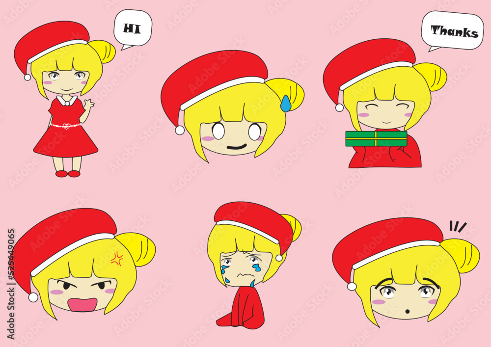 Christmas cartoon character on pink background Christmas cartoon character on pink background