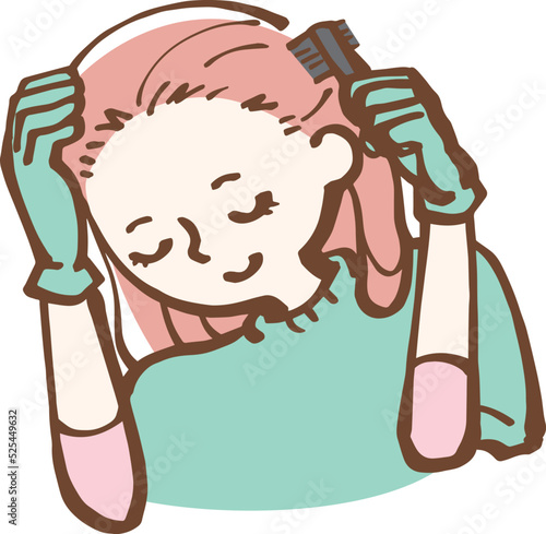 女性　ヘアカラー　カラーリング　髪 　イラスト