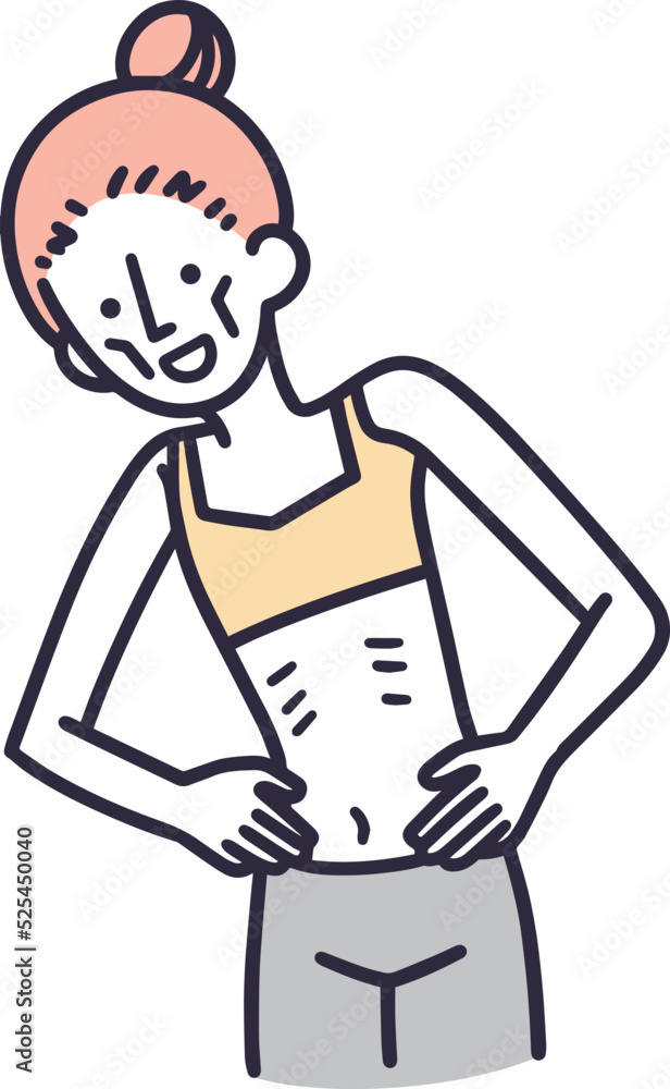 ダイエットしすぎ　ガリガリな女性　シンプルイラスト