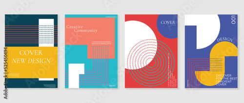 Abstract vibrant background vector. Minimalist style cover template with geometric shapes, line, circles. Colorful wallpaper design perfect for social media, idol poster, ads, presentation, flyer.