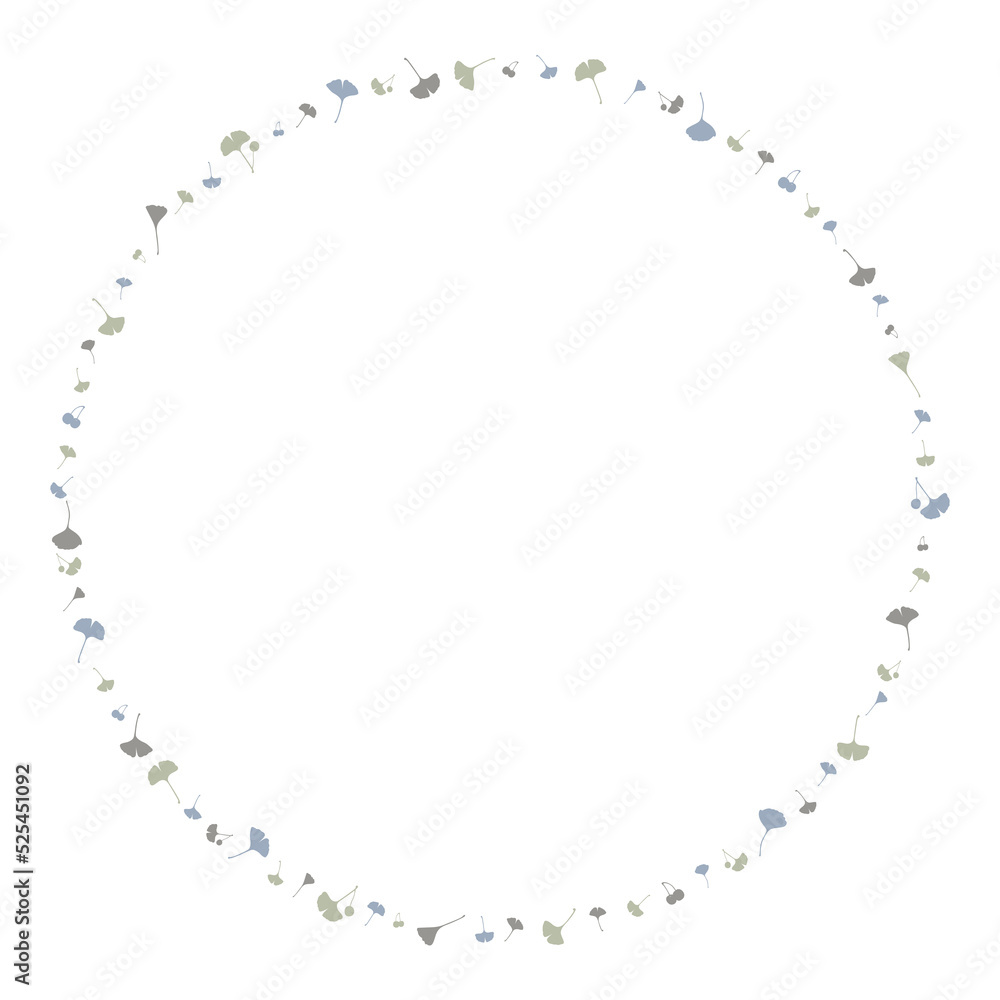 シックなイチョウの丸い飾り枠
