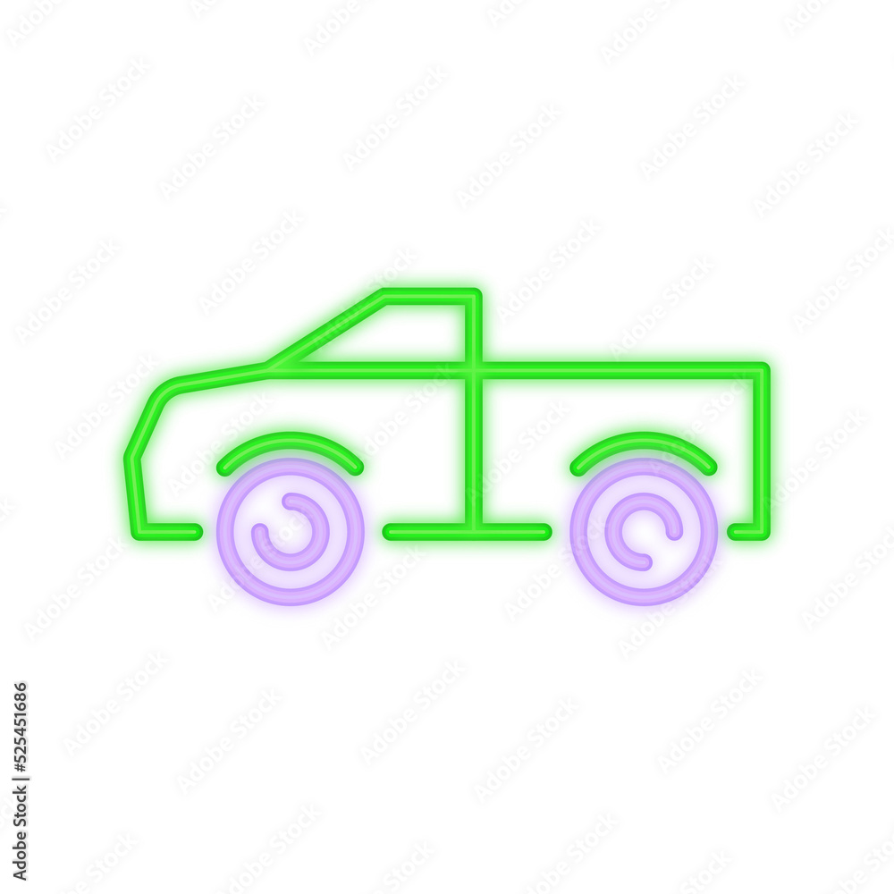 pickup truck neon icon