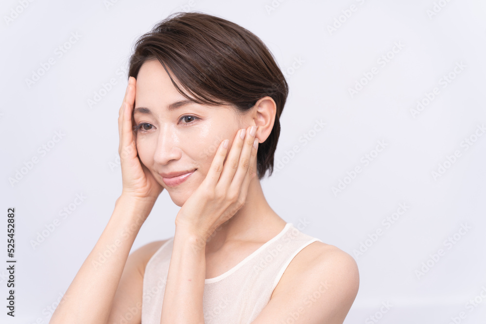 Skin care. Woman with beauty face touching healthy facial skin portrait. Asian woman. Skin care. Woman with beauty face touching healthy facial skin portrait. Asian woman.