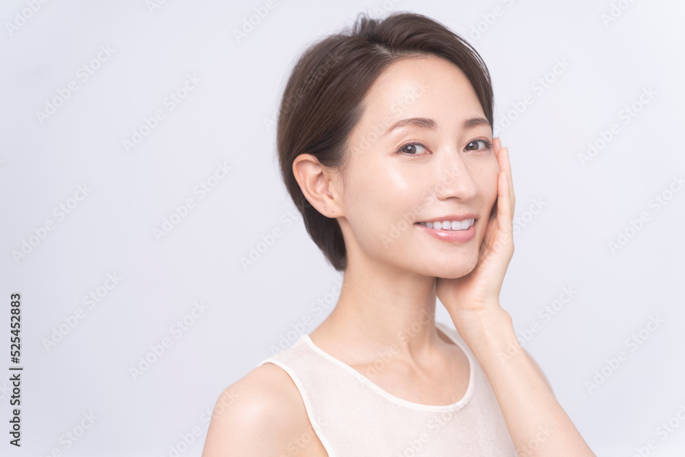 Skin care. Woman with beauty face touching healthy facial skin portrait. Asian woman. Skin care. Woman with beauty face touching healthy facial skin portrait. Asian woman.