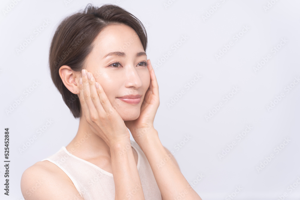 Skin care. Woman with beauty face touching healthy facial skin portrait. Asian woman. Skin care. Woman with beauty face touching healthy facial skin portrait. Asian woman.