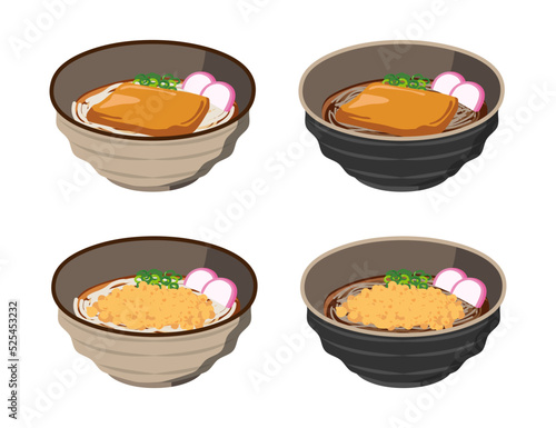 きつねうどん・きつねそば・たぬきうどん・たぬきそばのセット