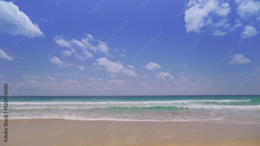Phuket beach sea, View of beach sea on sun light in the summer. At Karon Beach, Phuket, Thailand. 4K UHD, Video Clip. ProRes HQ 4:2:2 Phuket beach sea, View of beach sea on sun light in the summer. At Karon Beach, Phuket, Thailand. 4K UHD, Video Clip. ProRes HQ 4:2:2
