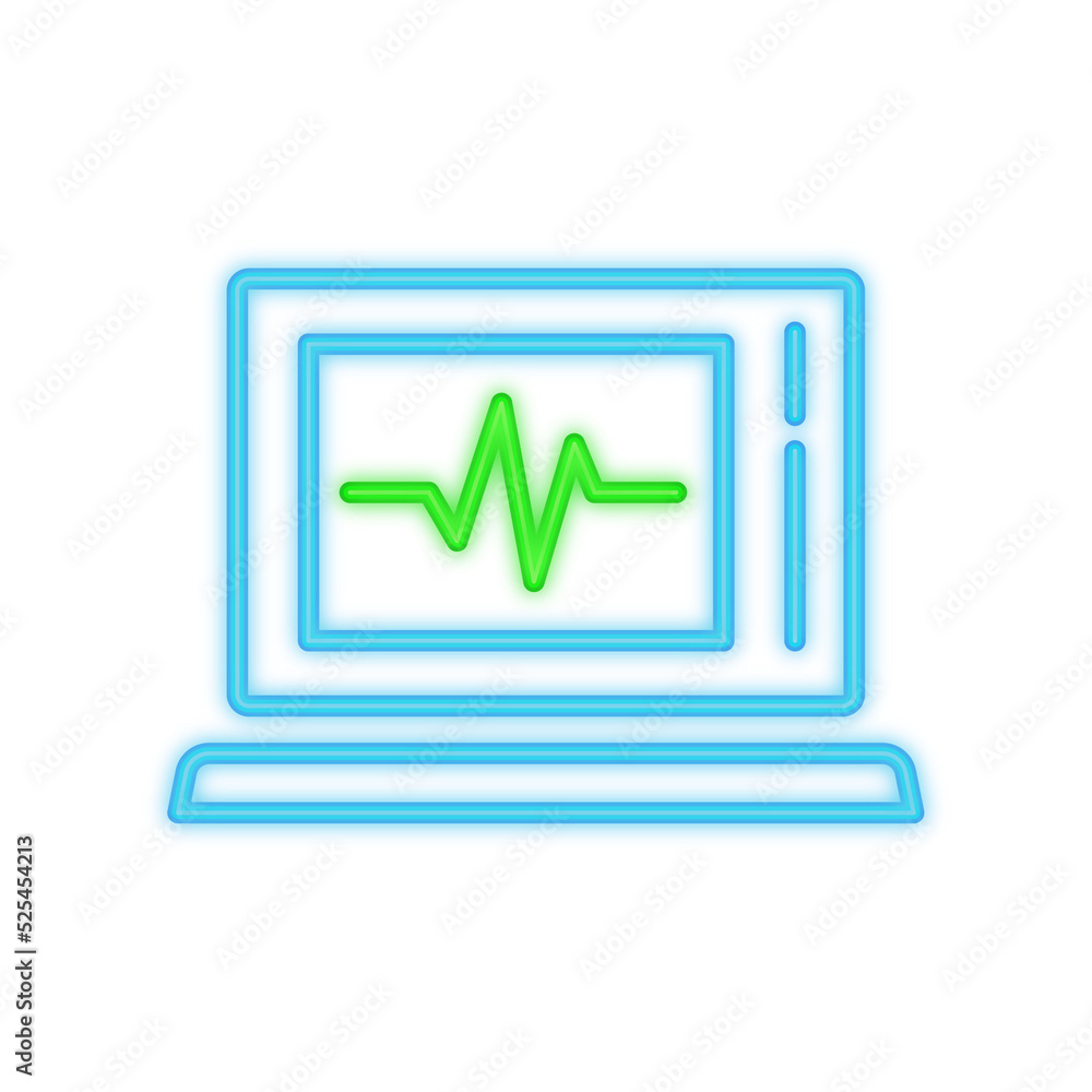 heart pulse monitor neon icon heart pulse monitor neon icon