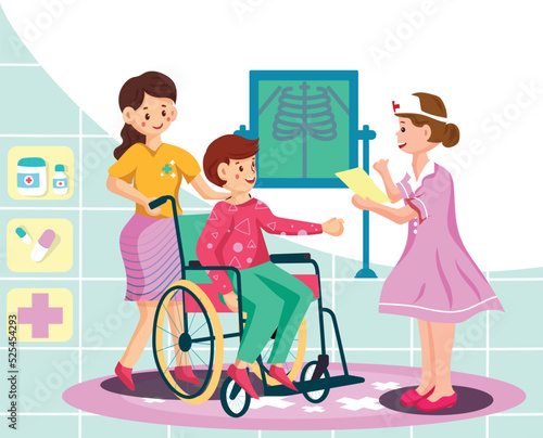  Nurse Reading X-ray Results To Patient.