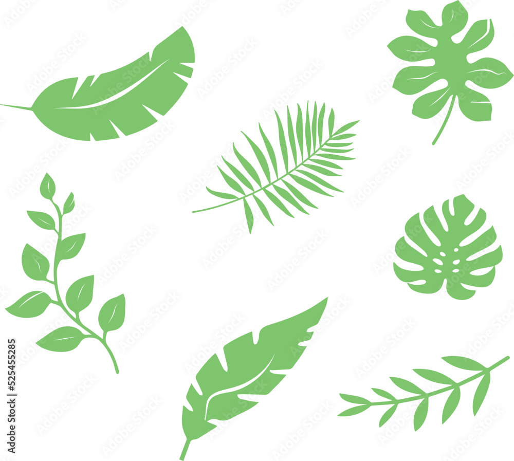 set of green leaves