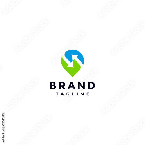 Free Download Two Arrows Rotating inside Pin Icon. Two Arrows inside Pin Icon Logo Design. - GFXLoad