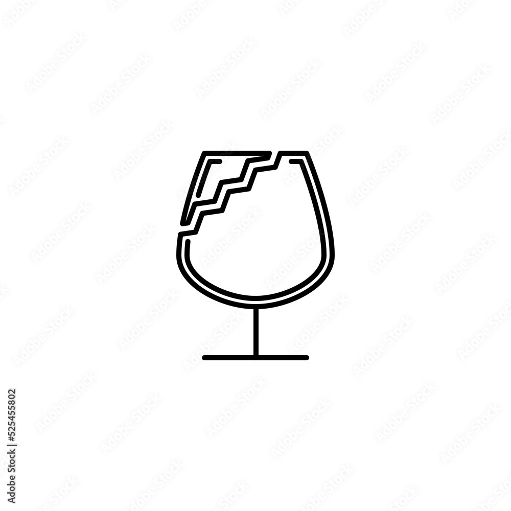 broken snifter glass icon on white background. simple, line, silhouette and clean style. black and white. suitable for symbol, sign, icon or logo broken snifter glass icon on white background. simple, line, silhouette and clean style. black and white. suitable for symbol, sign, icon or logo