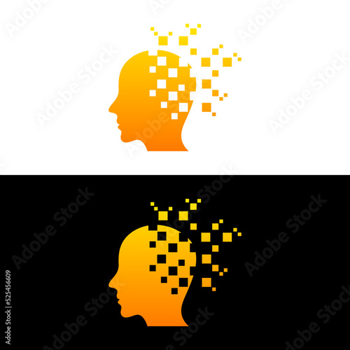 abstract human mind colorful logo design