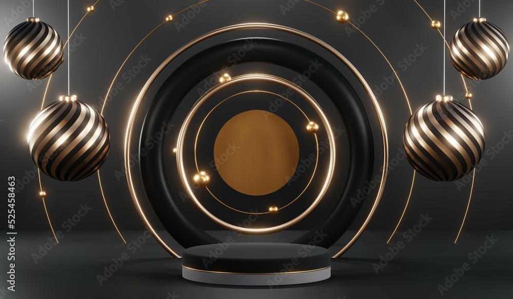 3D rendering of blank product background for cream cosmetics Modern black podium background 3D rendering of blank product background for cream cosmetics Modern black podium background