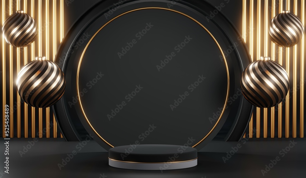 3D rendering of blank product background for cream cosmetics Modern black podium background 3D rendering of blank product background for cream cosmetics Modern black podium background