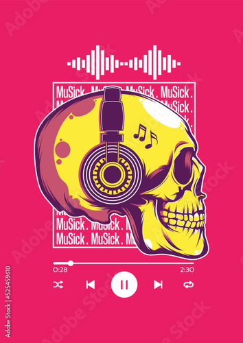 Skull Wearing Headphone
