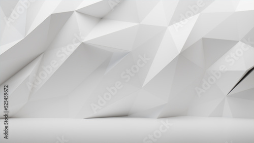 White 3D Angular Shaped Wall. Futuristic Interior Design Background.