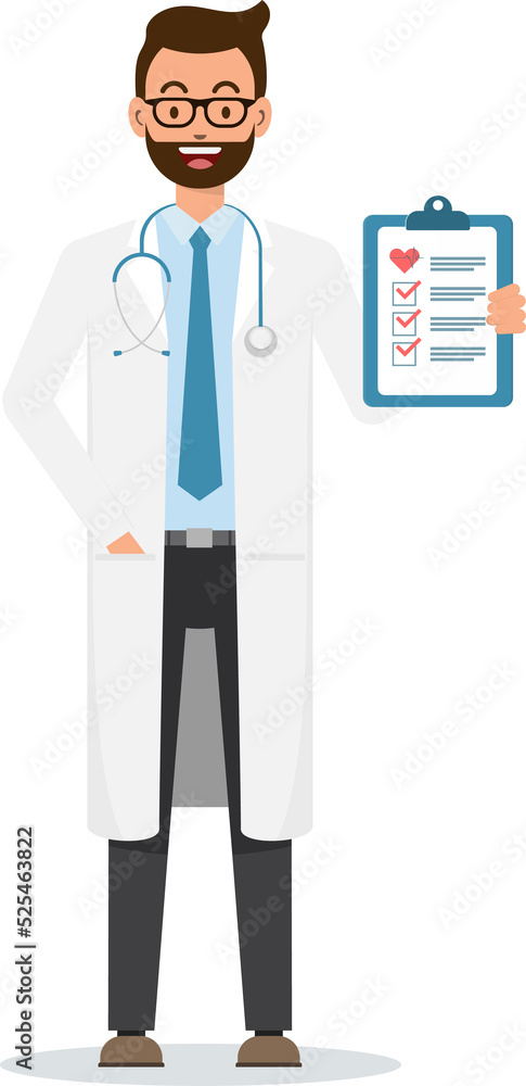 Doctor man smiling showing health checking checklist Clipboard. Isolated transparent background. Doctor man smiling showing health checking checklist Clipboard. Isolated transparent background.