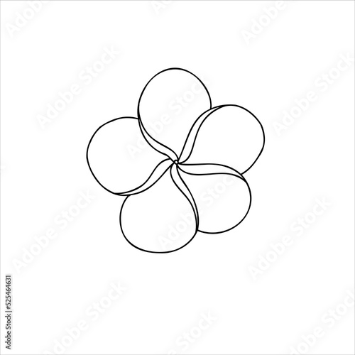 Plumeria flower, linear icon, illustration for  Spa salon. Aromatherapy contour sign. Vector isolated outline drawing on white background.