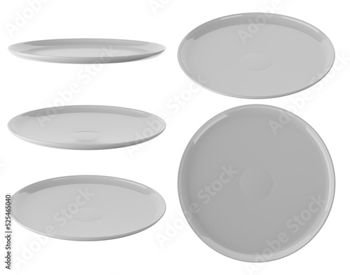 set of white plate isolated on alpha background 3D Render