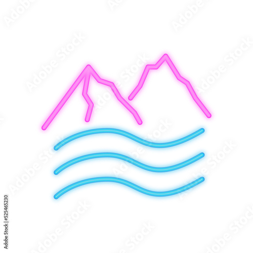 mountain river neon icon