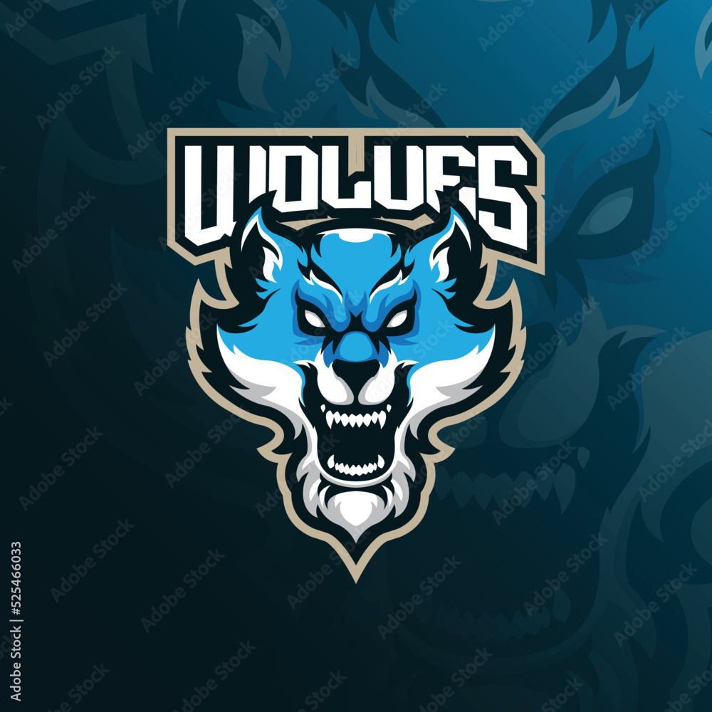 Fototapeta premium wolf mascot logo design vector with modern illustration concept style for badge, emblem and t shirt printing. angry wolf head illustration for sport and esport team.