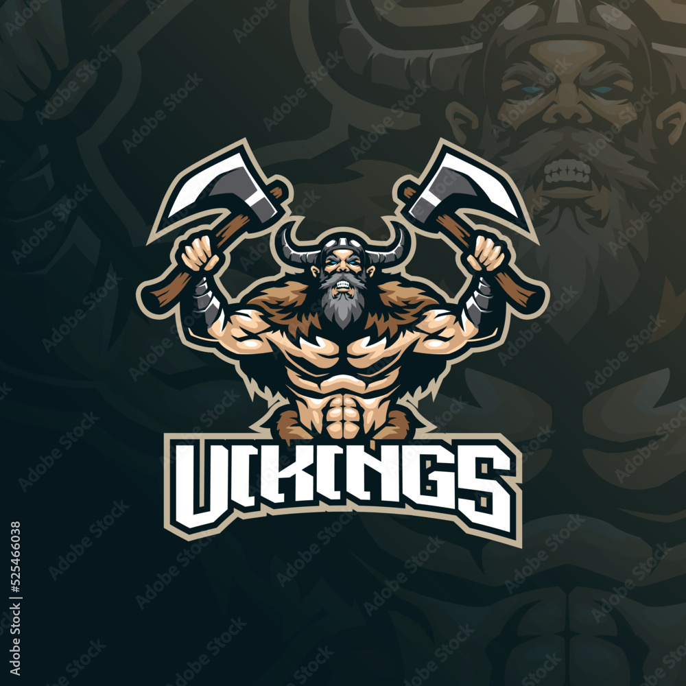 viking mascot logo design vector with modern illustration concept style for badge, emblem and t shirt printing. angry viking illustration for sport and esport team.