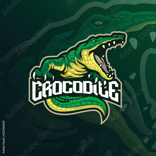 crocodile mascot logo design vector with modern illustration concept style for badge, emblem and t shirt printing. angry crocodile illustration.