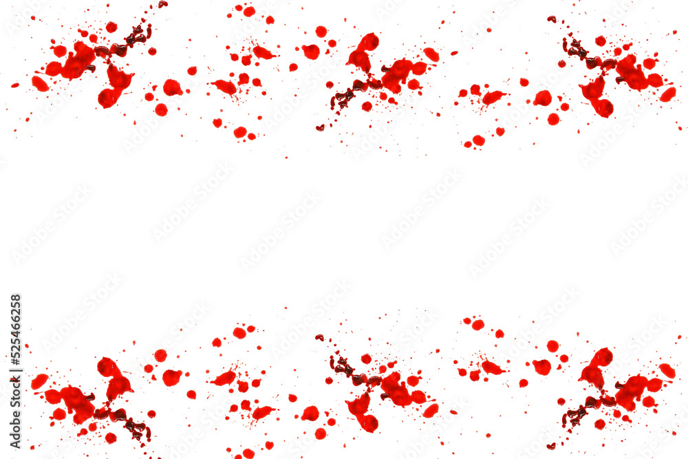 blood splatter and drops isolated On white background. bloody splatter
