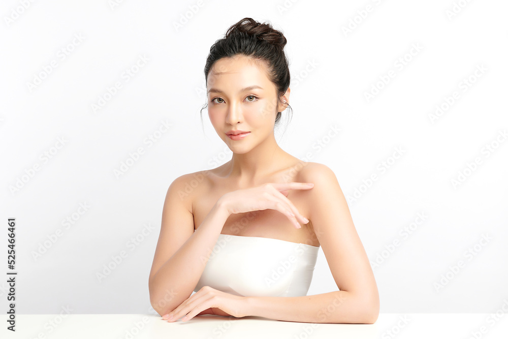 Beautiful young asian woman with clean fresh skin on white background, Face care, Facial treatment, Cosmetology, beauty and spa, Asian women portrait. Beautiful young asian woman with clean fresh skin on white background, Face care, Facial treatment, Cosmetology, beauty and spa, Asian women portrait.