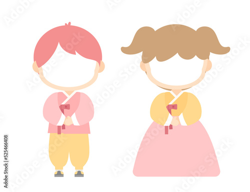 한복을 입은 얼굴 합성용 남녀 캐릭터 