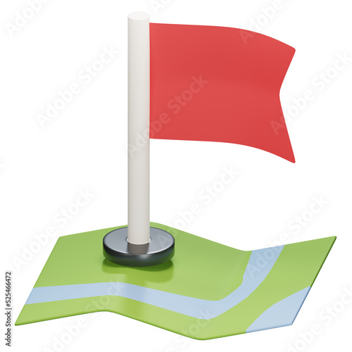 location flag 3d icon illustration