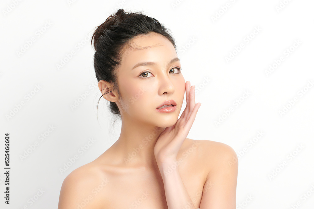 Beautiful young asian woman with clean fresh skin on white background, Face care, Facial treatment, Cosmetology, beauty and spa, Asian women portrait. Beautiful young asian woman with clean fresh skin on white background, Face care, Facial treatment, Cosmetology, beauty and spa, Asian women portrait.