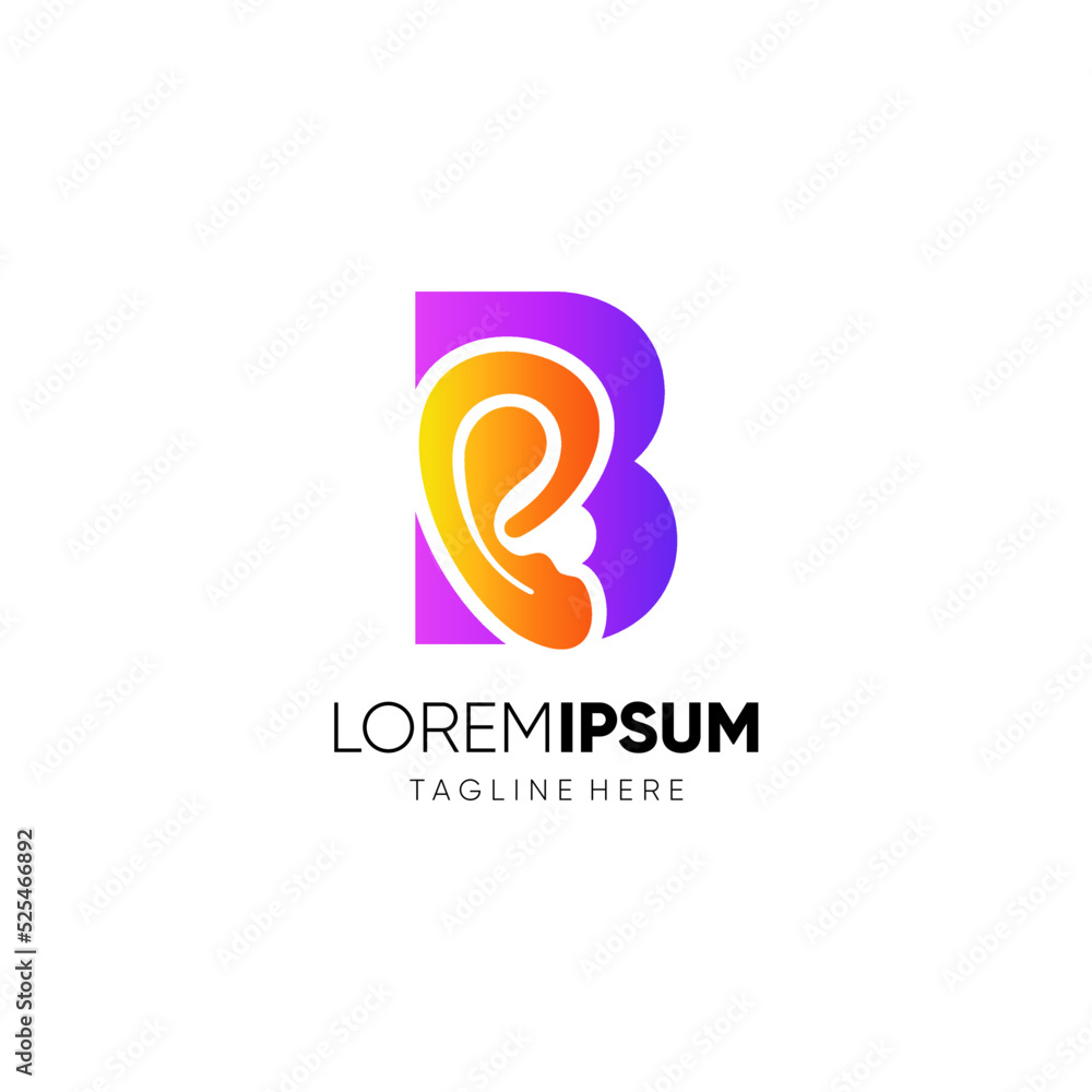 Letter B Human Ear Logo Design Vector Icon Graphic Emblem Illustration Letter B Human Ear Logo Design Vector Icon Graphic Emblem Illustration