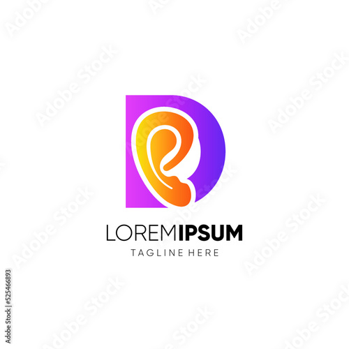 Free Download Letter D Human Ear Logo Design Vector Icon Graphic Emblem Illustration  - GFXLoad