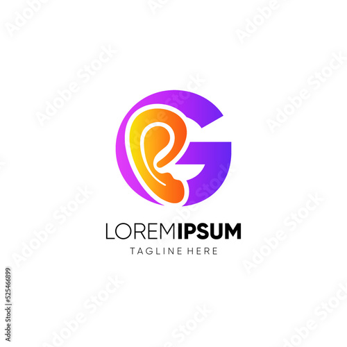 Letter G Human Ear Logo Design Vector Icon Graphic Emblem Illustration 
