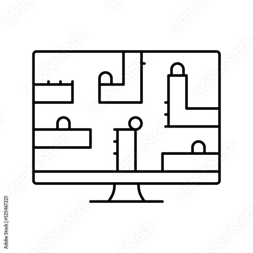 puzzle platform video game line icon vector illustration