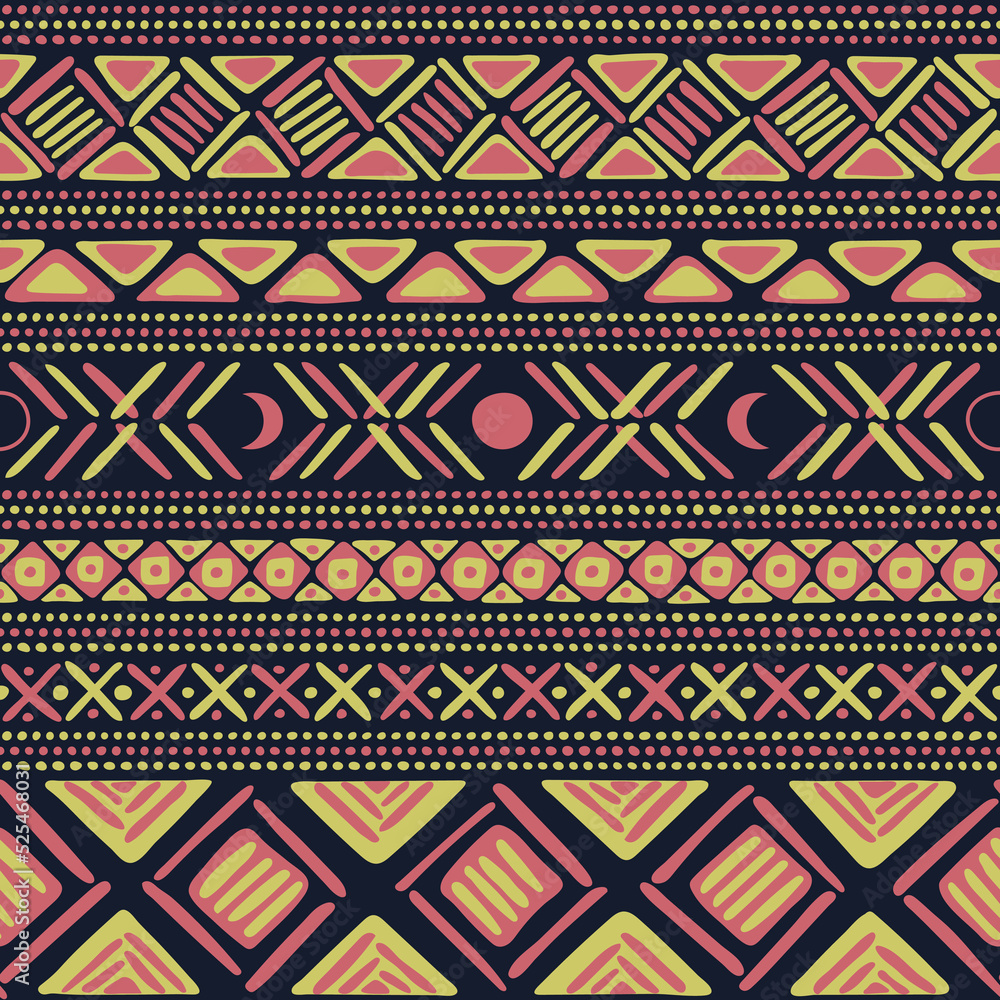 vector seamless pattern with geometric shapes and moons. hand drawn repetitive background. pink blue green tribal ornament. fabric swatch. wrapping paper. design template for textile, linen, decor vector seamless pattern with geometric shapes and moons. hand drawn repetitive background. pink blue green tribal ornament. fabric swatch. wrapping paper. design template for textile, linen, decor
