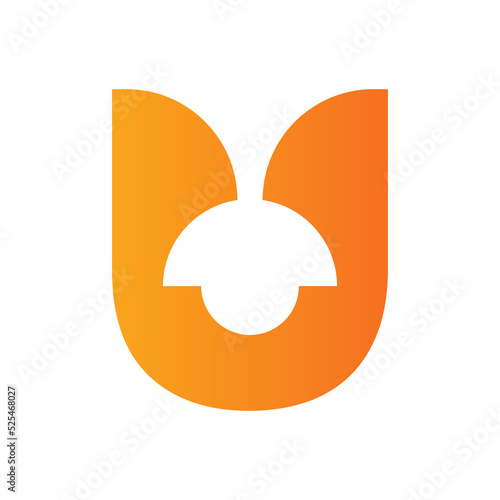 Letter U Lamp Logo Combined With Hanging Lamp Vector Template