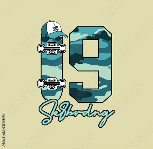 Skate board sport typography, tee shirt graphics, vectors
illustration.