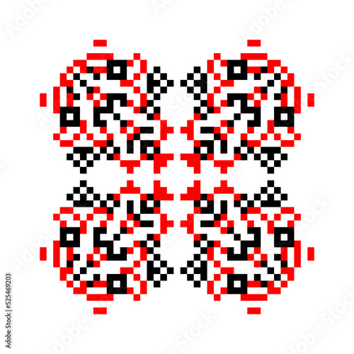 Traditional Ukrainian knitted embroidery art, ethnic mandala ornament vyshyvanka