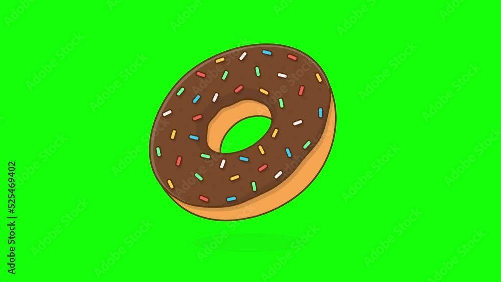 Donut On Green Screen Background. Chocolate Donut Donut On Green Screen Background. Chocolate Donut