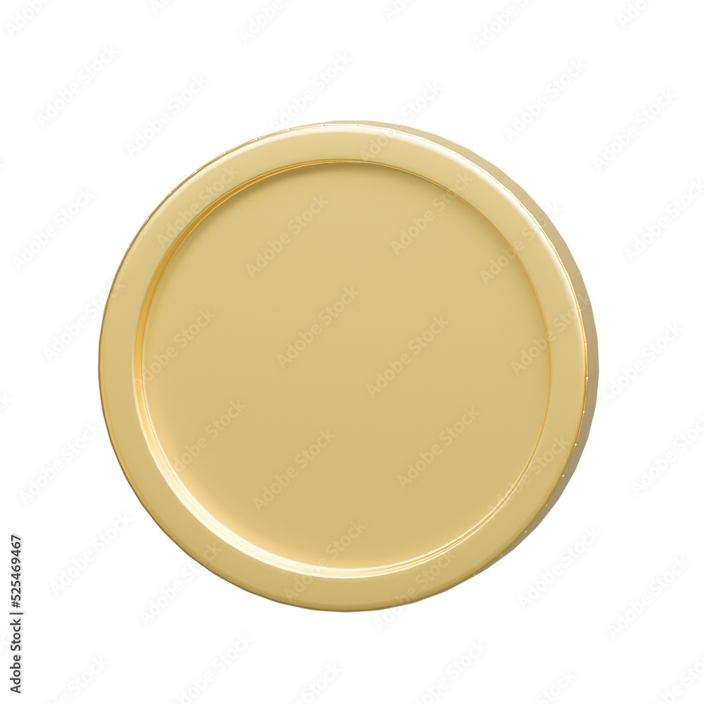 3D golden coin in different shape on transparent background - PNG format.