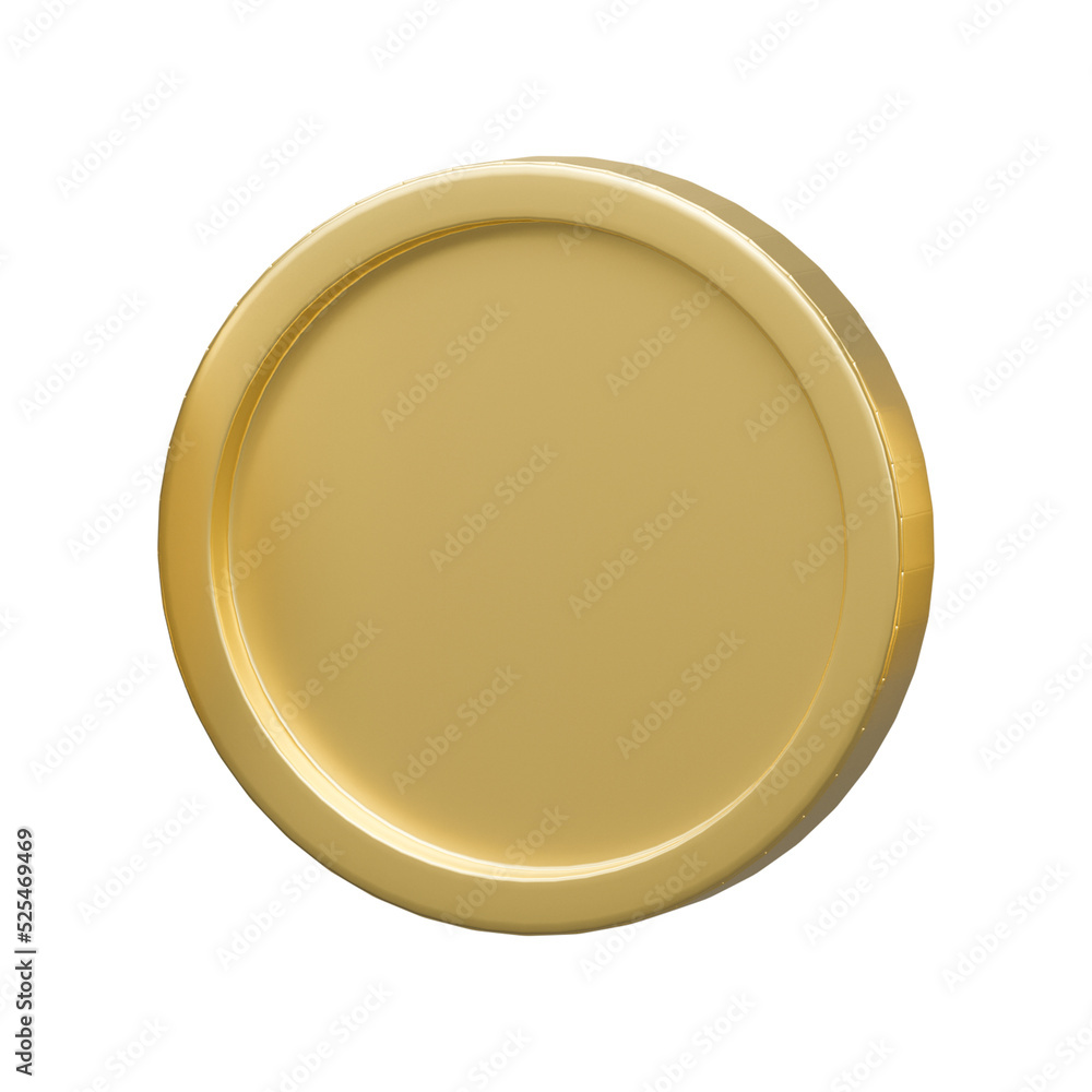 3D golden coin in different shape on transparent background - PNG format. 3D golden coin in different shape on transparent background - PNG format.